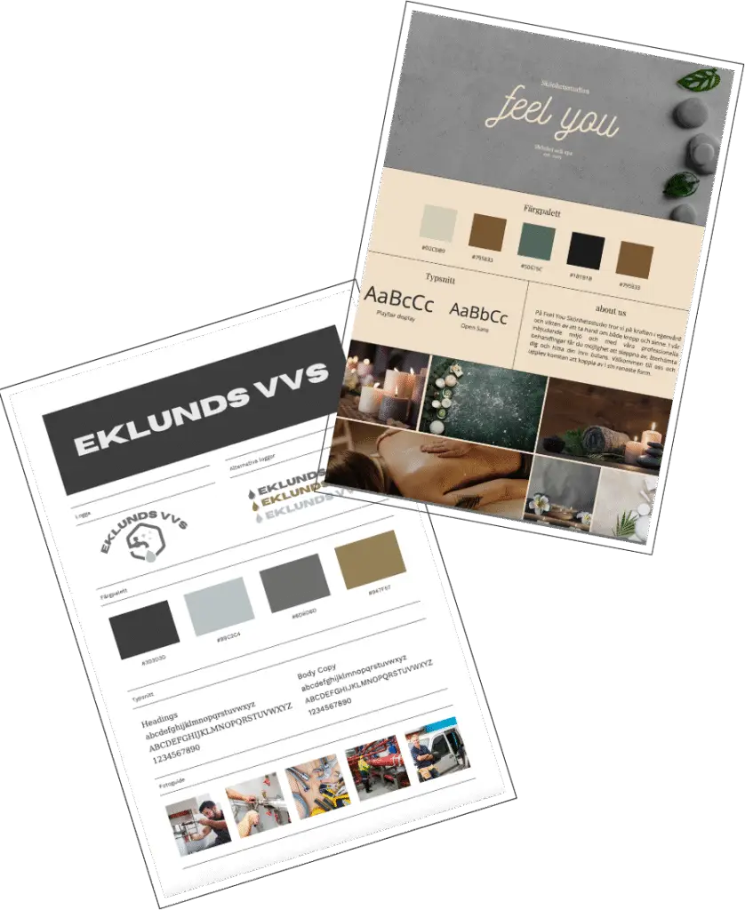 två exempel på grafisk profil för företag